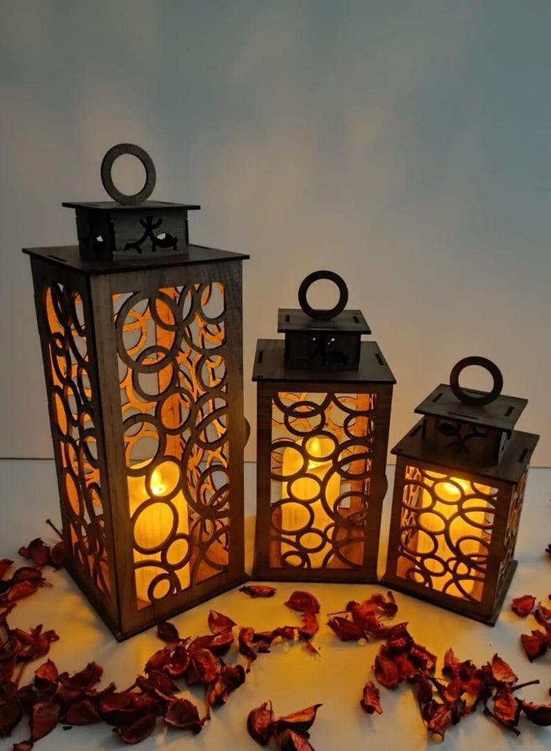 Laser Cut Wood Decorative Candle Lantern Candleholder