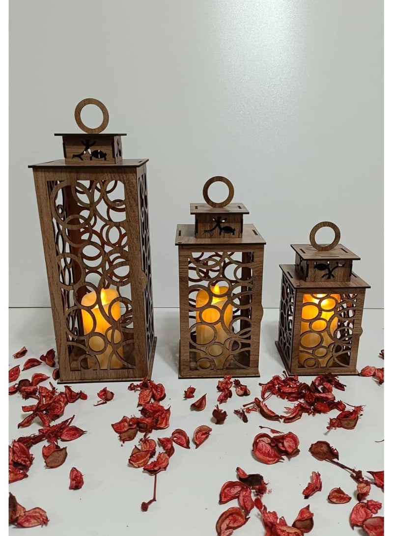 Laser Cut Wood Decorative Candle Lantern Candleholder