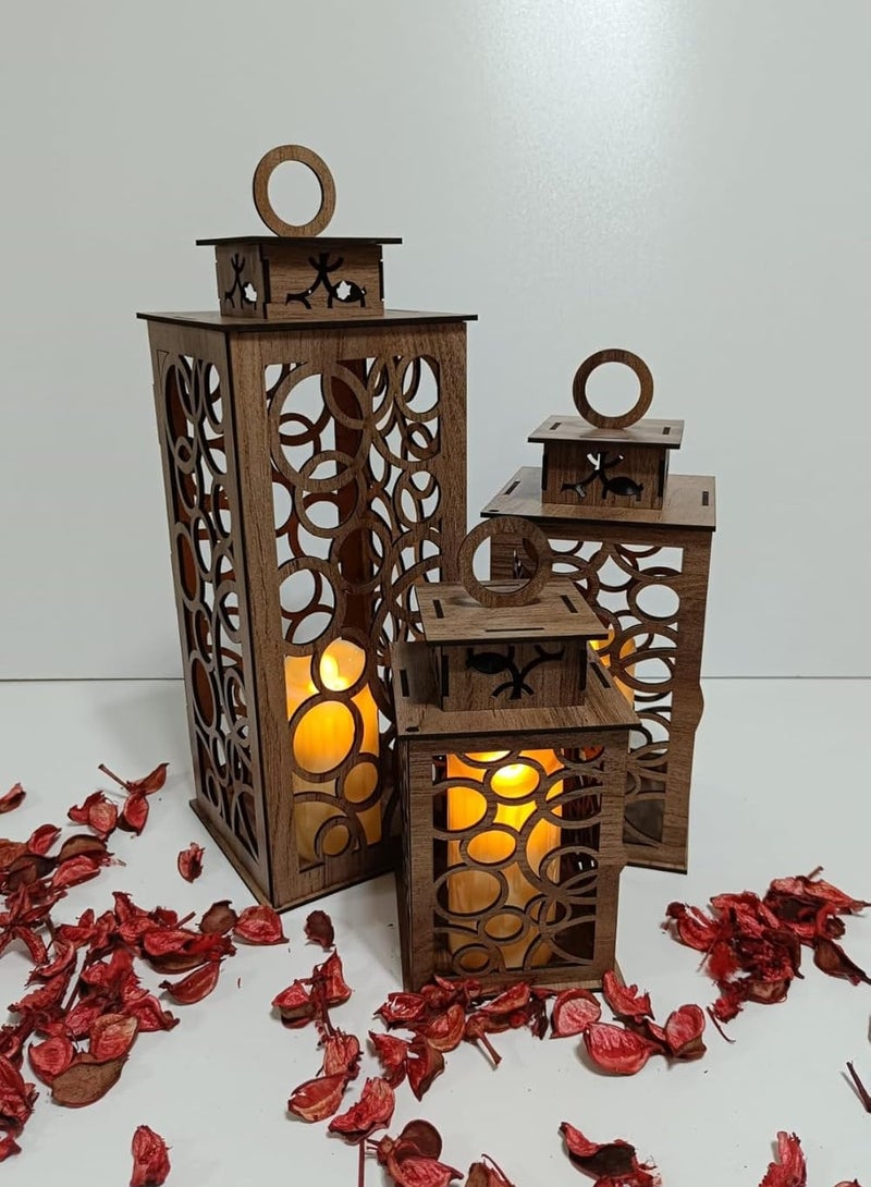 Laser Cut Wood Decorative Candle Lantern Candleholder