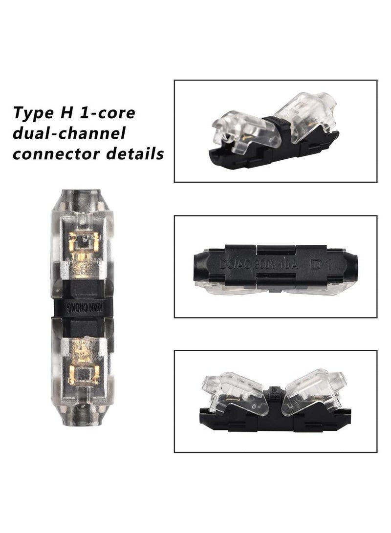 Connectors, H Tap, Low Voltage Electrical Quick Splice, Wire Connectors, Solderless Without Stripping, Suitable for 20-22 AWG Electrical Wire Connection (12Pcs)