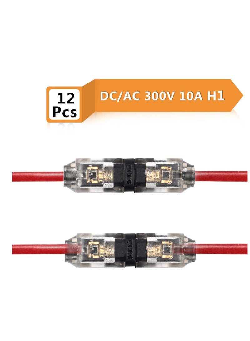 Connectors, H Tap, Low Voltage Electrical Quick Splice, Wire Connectors, Solderless Without Stripping, Suitable for 20-22 AWG Electrical Wire Connection (12Pcs)