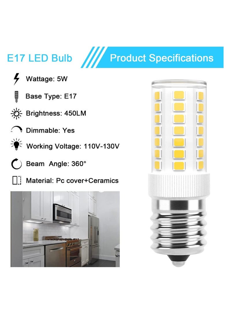 E17 LED Bulb Small Screw LED Bulb Refrigerator Light Dimmable 5W Microwave Microwave Bulb Daylight White 6000K Suitable for Microwave 2 Pack