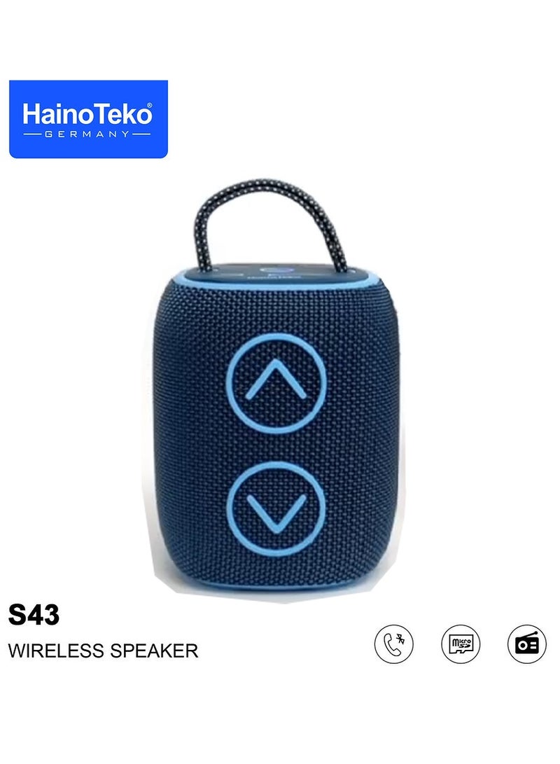 Haino Teko Germany S43 Portable Speaker With Button Control and RGB Colour Blue