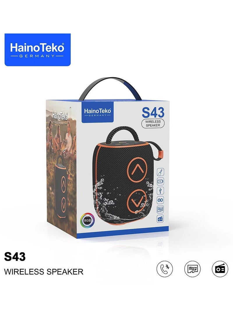 Haino Teko Germany S43 Portable Speaker With Button Control and RGB Colour Blue