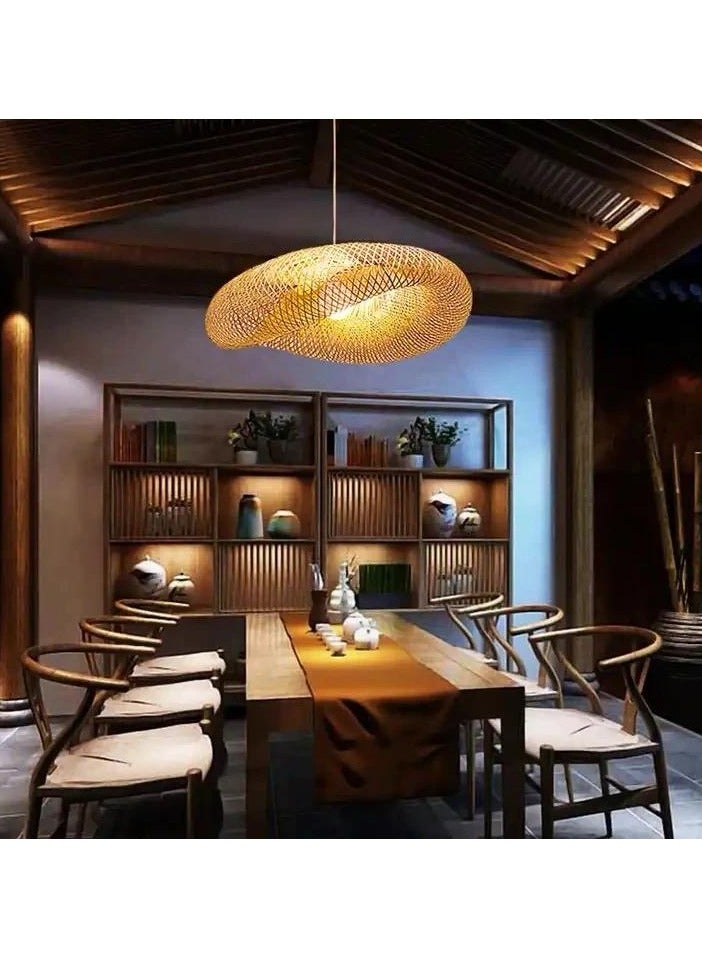 Bamboo Chandelier Lamp LED Hanging Ceiling Light for bedroom, dining table, living room, Cafe and Restaurant with E 27 Balbu (60cm)