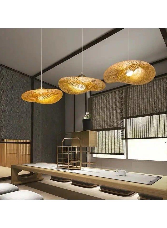 Bamboo Chandelier Lamp LED Hanging Ceiling Light for bedroom, dining table, living room, Cafe and Restaurant with E 27 Balbu (60cm)