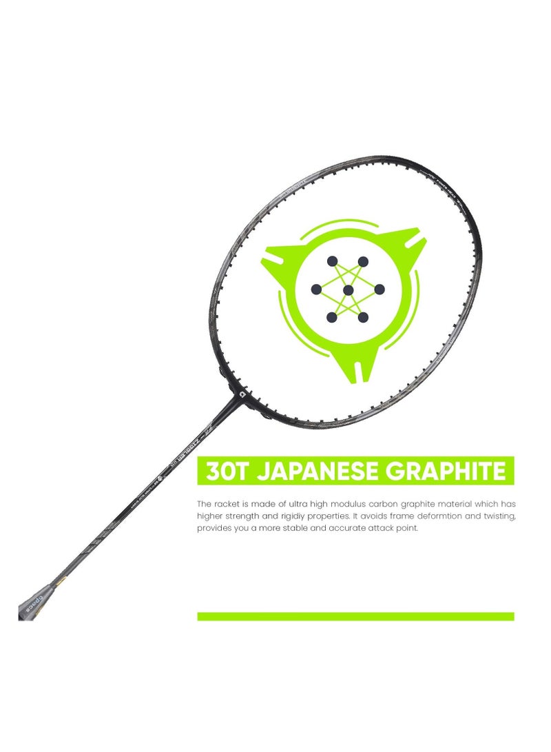 APACS Z-Ziggler Lite (33 LBS, 76g & 6.2 mm Slim Shaft) Unstrung Badminton Racket | Graphite | Grip Size : 3 3/8 inches