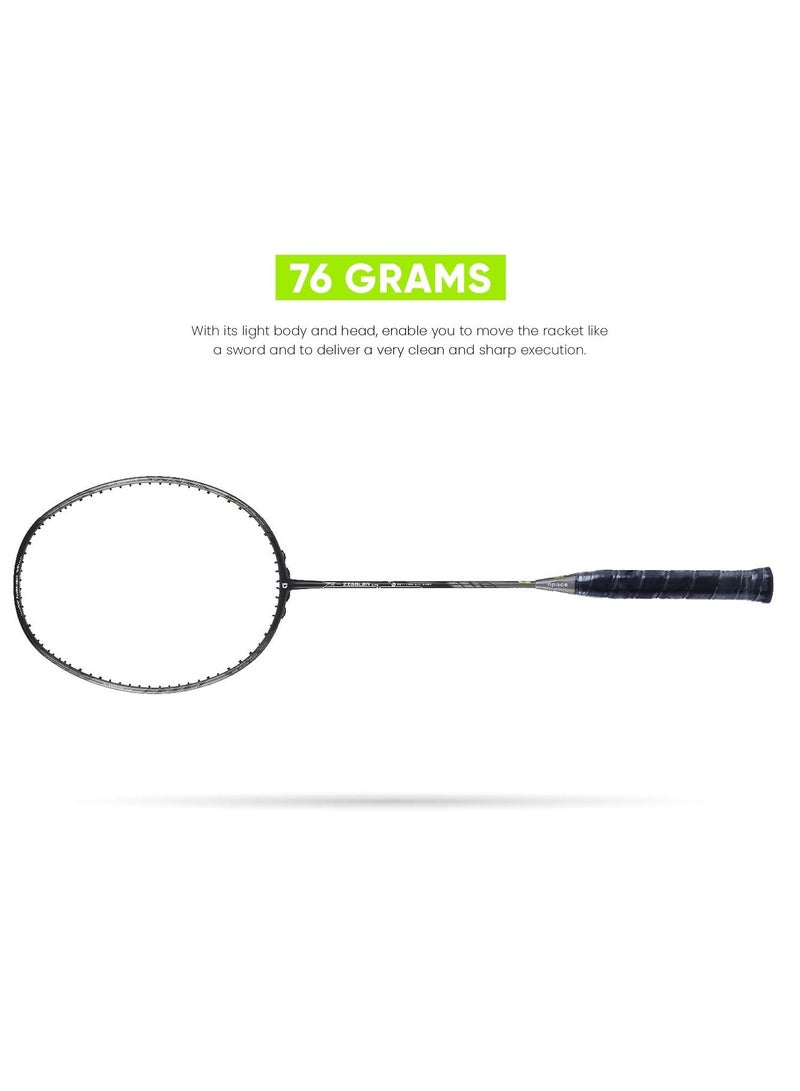 APACS Z-Ziggler Lite (33 LBS, 76g & 6.2 mm Slim Shaft) Unstrung Badminton Racket | Graphite | Grip Size : 3 3/8 inches