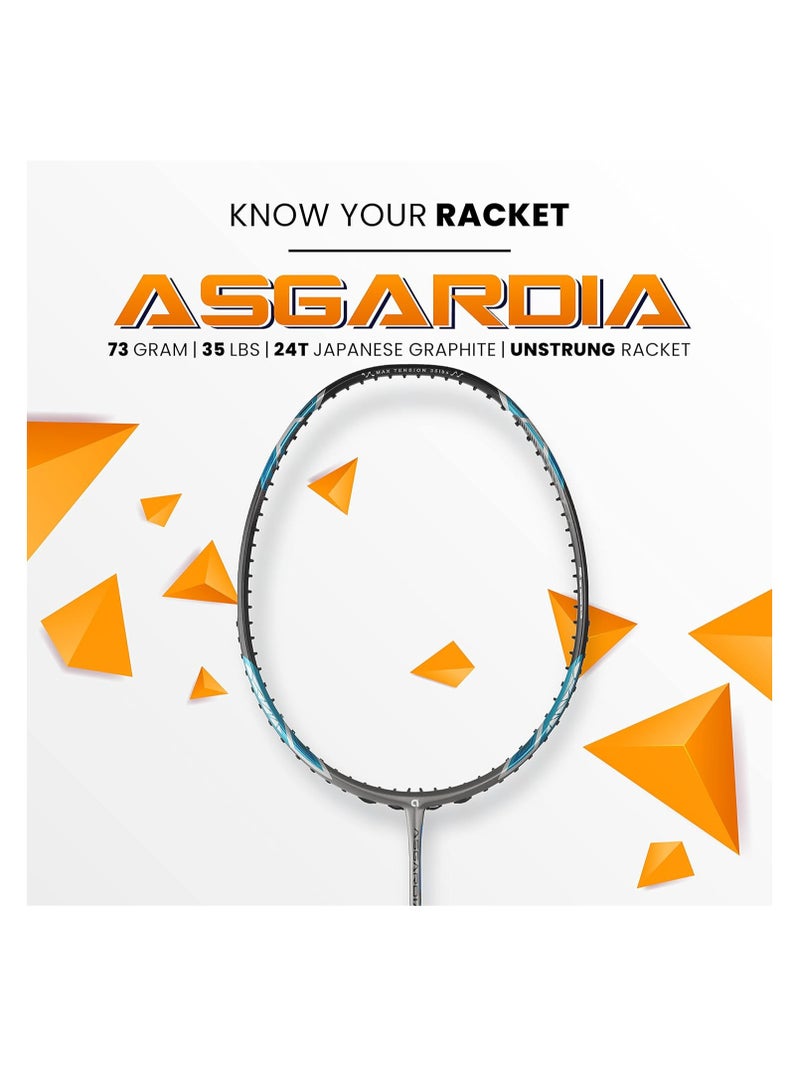 Asgardia Control (73 Grams Ultra Lightweight) Made in Vietnam | Japanese Graphite Unstrung Badminton Racket with Full Cover | G2-4 1/8 inches