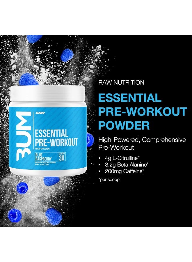 Essential Pre-Workout Unmatched Energy And Focus Enhanced Muscle Pumps Blue Raspberry 30 Servings