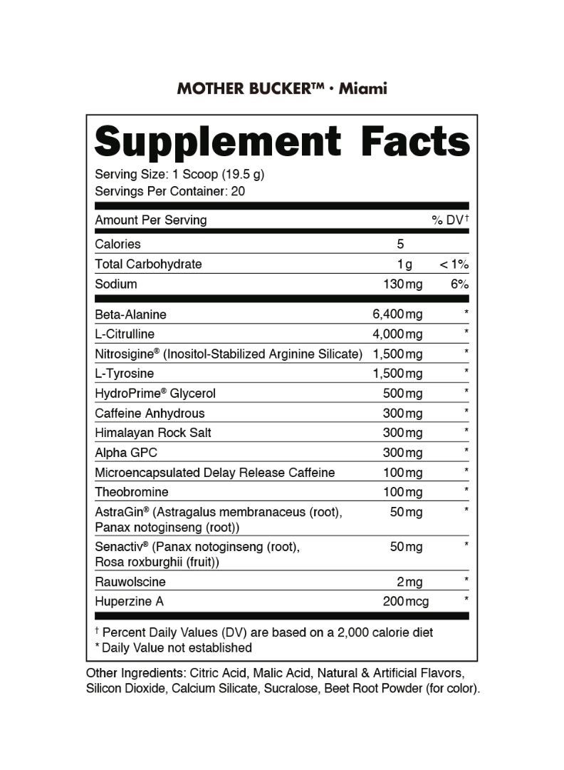 Mother Bucker Pre-Workout 390grams Miami