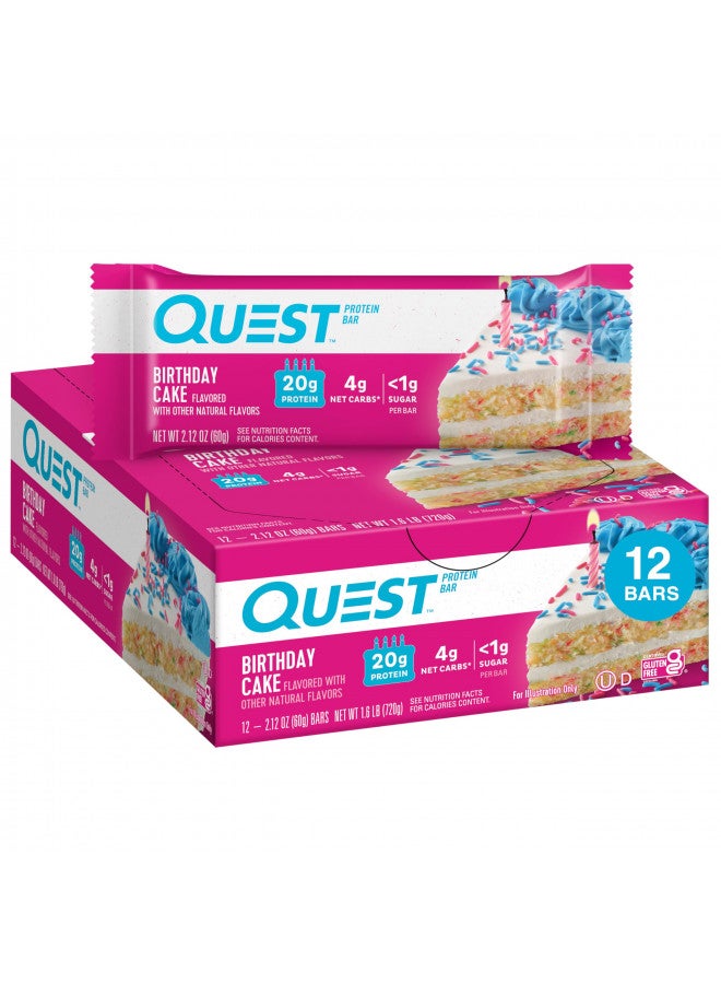 Quest Nutrition Birthday Cake Protein Bars, High Protein, Low Carb, Gluten Free, Keto Friendly, 12 Count