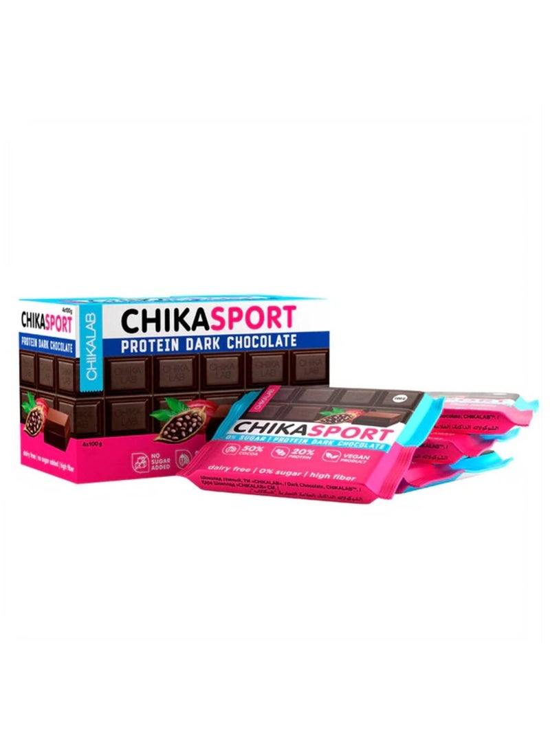 Chika Sport, Protein Dark Chocolate Bar, 4x100g