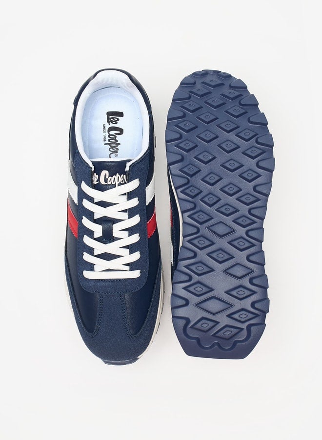 Mens Panelled Lace-Up Low Ankle Sneakers