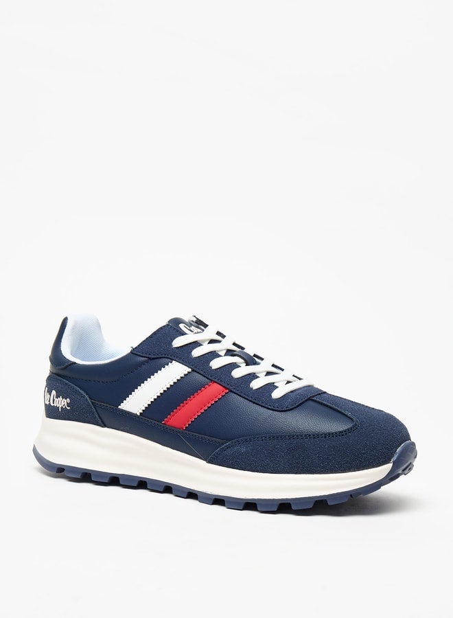 Mens Panelled Lace-Up Low Ankle Sneakers