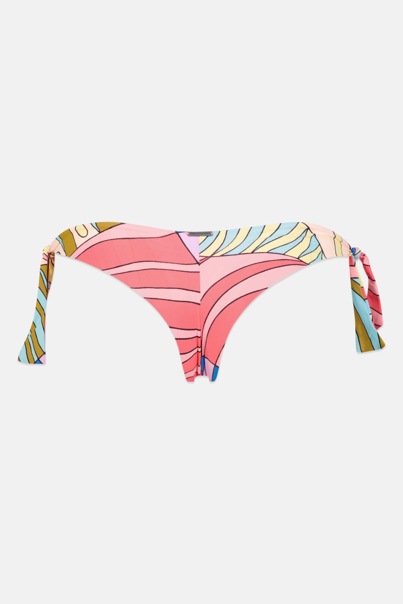 Women Allover Print Slip On Bikini Bottom, Pink Combo