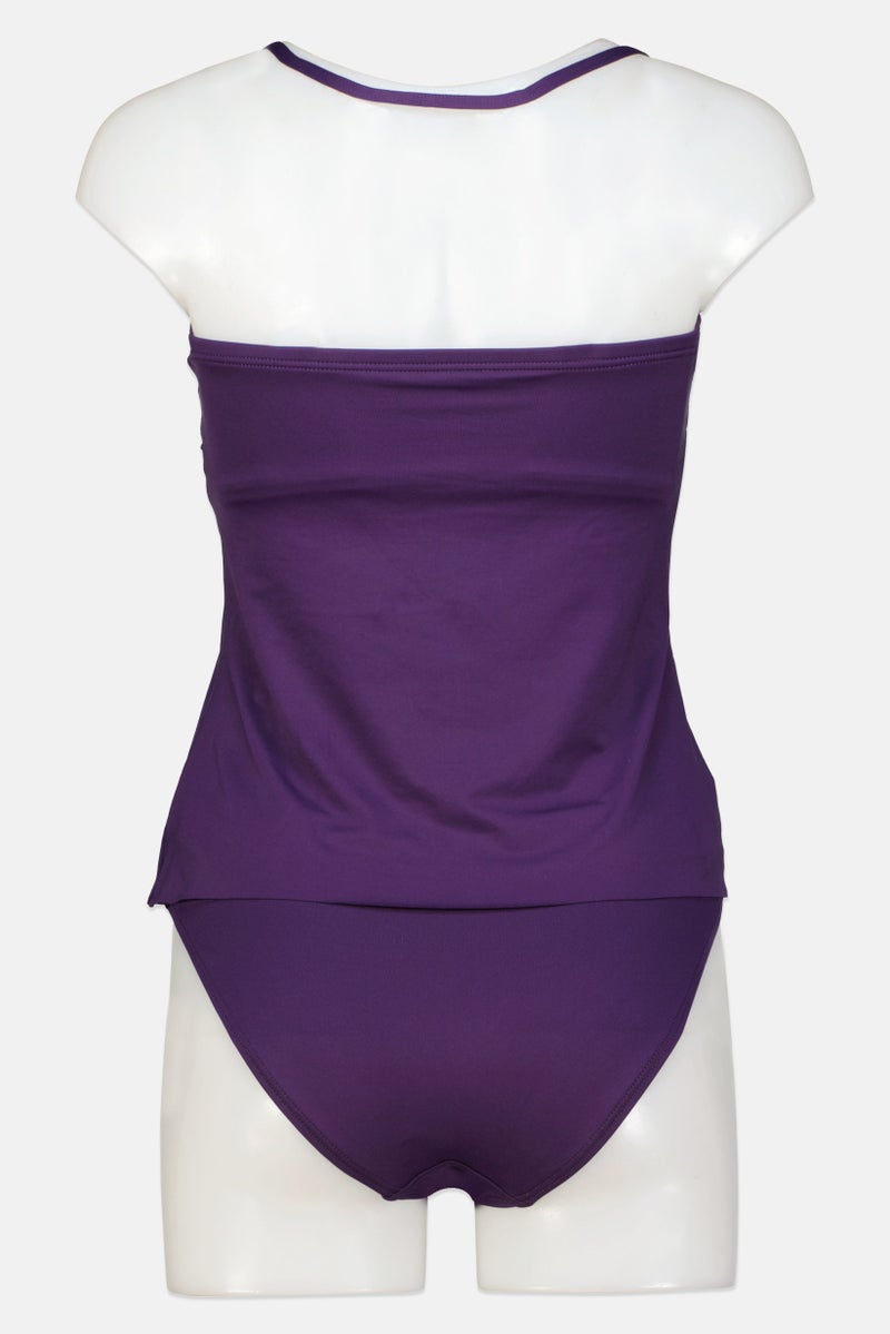 Women 2 Pieces Plain Top And Bottom, Deep Plum