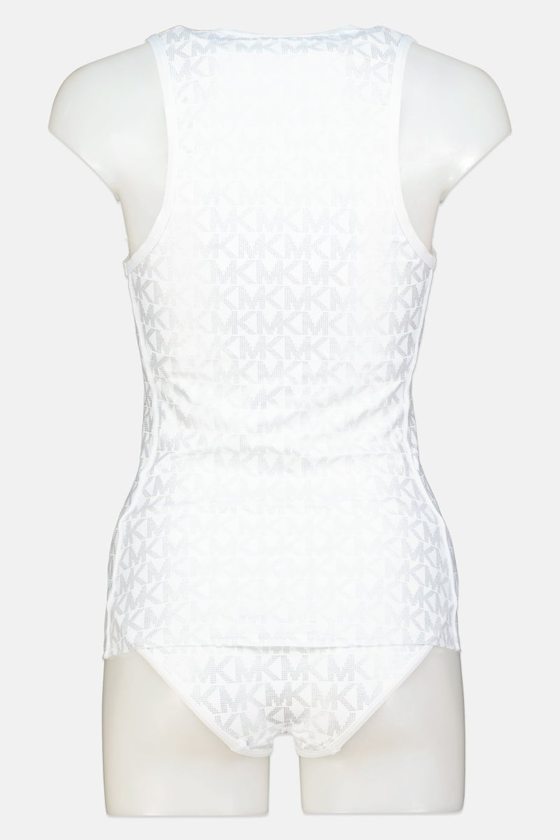 Women 2 Pieces Brand Logo Top And Bottom, White Combo