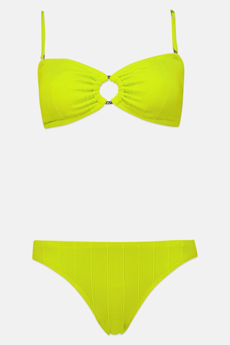 Women 2 Piece Plain Bikini Set, Green