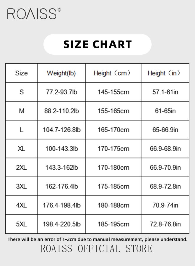 Stylish Overalls Shorts for Men with Multi Flap Pockets Thin Loose Large Casual Straight Leg Cropped Pants Men's Versatile Drawstring Waist Oversize Cargo Shorts