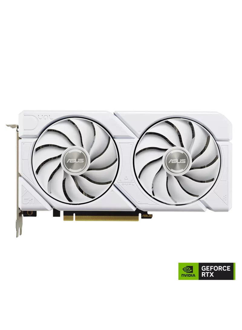 Dual GeForce RTX 4060 EVO White OC Edition Graphics Card, 8GB GDDR6 128-bit Memory, 2535 MHz OC Boost Clock, 17 Gbps Memory Speed, PCI E 4.0, DisplayPort 1.4a / HDMI 2.1a | 90YV0JCB-M0NA00 White