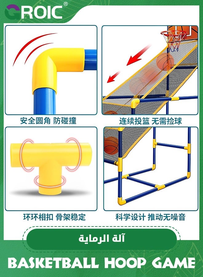 Arcade Basketball Game Set with Balls and Hoop for Kids,Basketball Hoop Game Set,Indoor Outdoor Basketball Goal Toy,Adjustable Height Basketball Stand