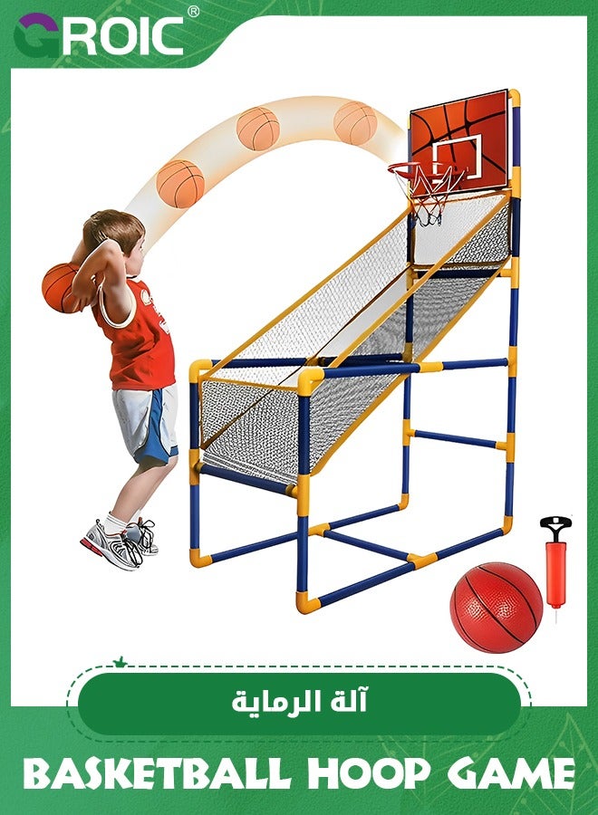 Arcade Basketball Game Set with Balls and Hoop for Kids,Basketball Hoop Game Set,Indoor Outdoor Basketball Goal Toy,Adjustable Height Basketball Stand