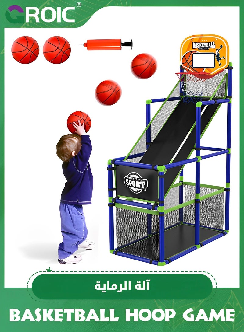 Arcade Basketball Game Set with 2 Balls and Hoop for Kids,Basketball Hoop Game Set,Indoor Outdoor Basketball Goal Toy,Adjustable Height Basketball Stand