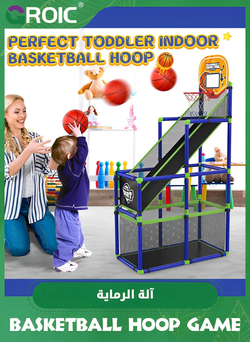 Arcade Basketball Game Set with 2 Balls and Hoop for Kids,Basketball Hoop Game Set,Indoor Outdoor Basketball Goal Toy,Adjustable Height Basketball Stand