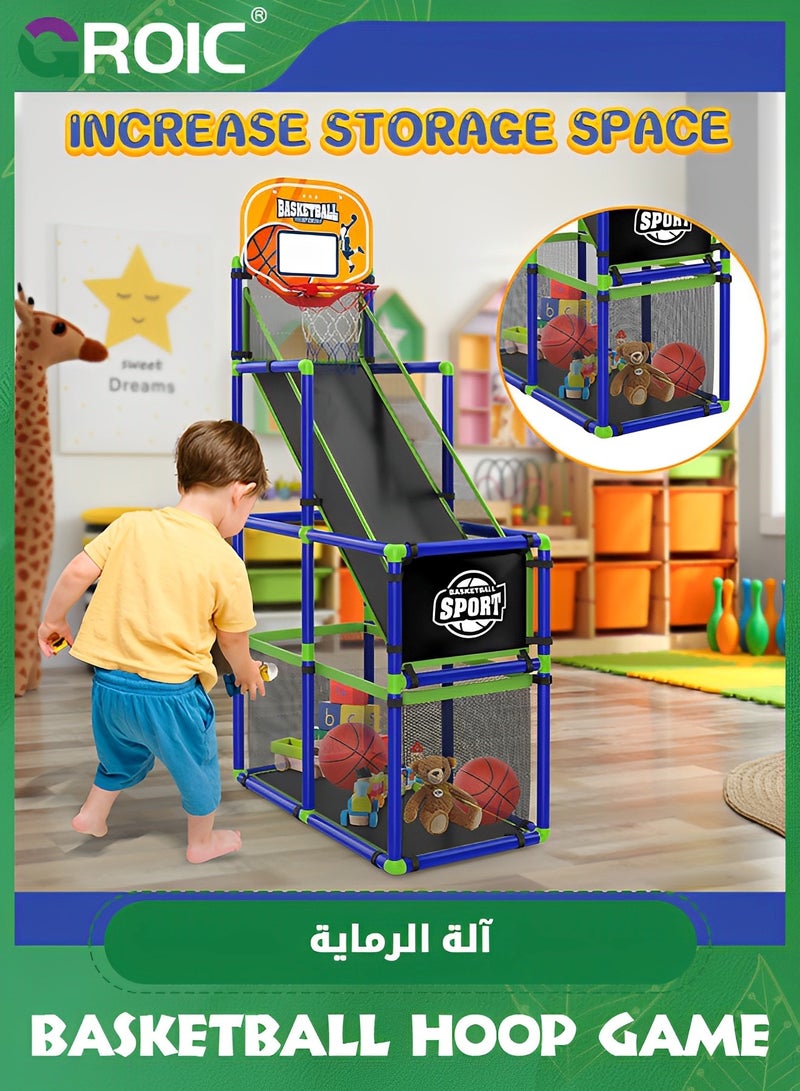 Arcade Basketball Game Set with 2 Balls and Hoop for Kids,Basketball Hoop Game Set,Indoor Outdoor Basketball Goal Toy,Adjustable Height Basketball Stand