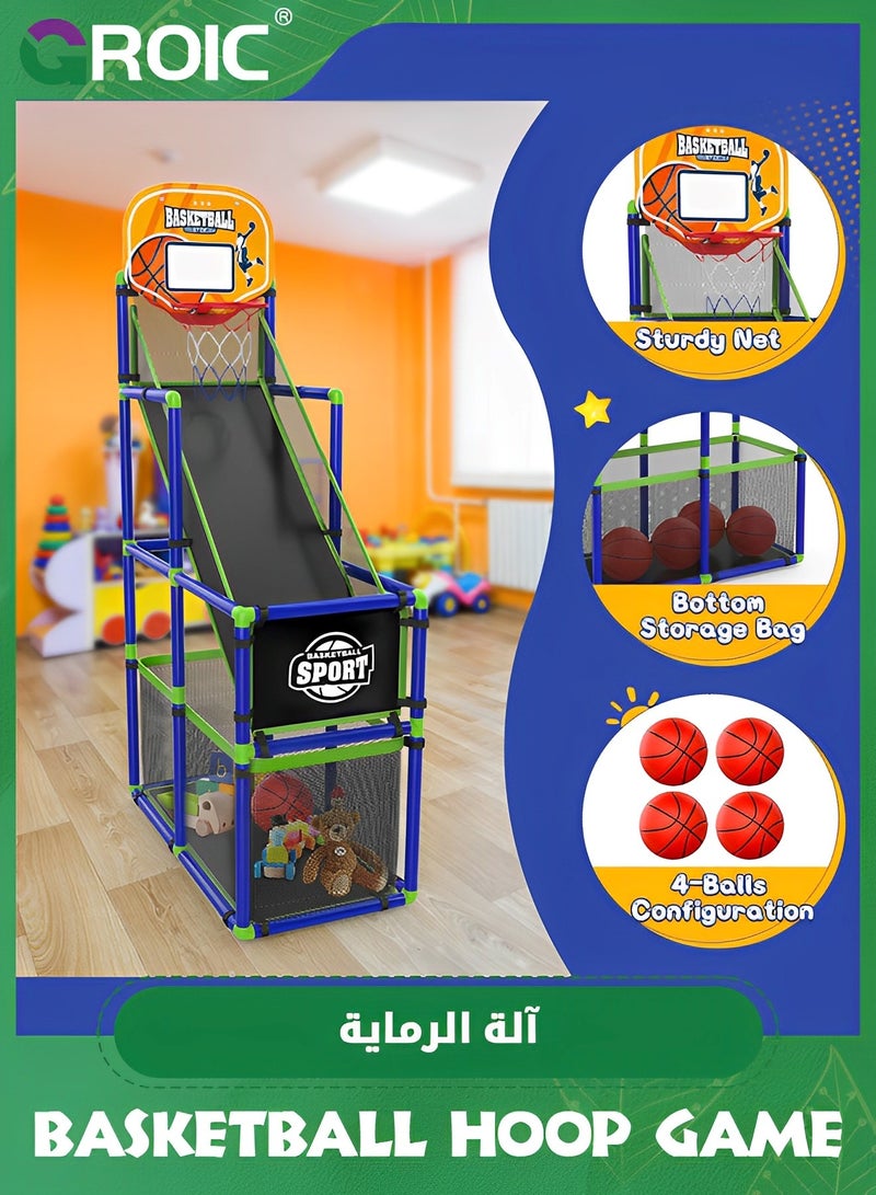 Arcade Basketball Game Set with 2 Balls and Hoop for Kids,Basketball Hoop Game Set,Indoor Outdoor Basketball Goal Toy,Adjustable Height Basketball Stand