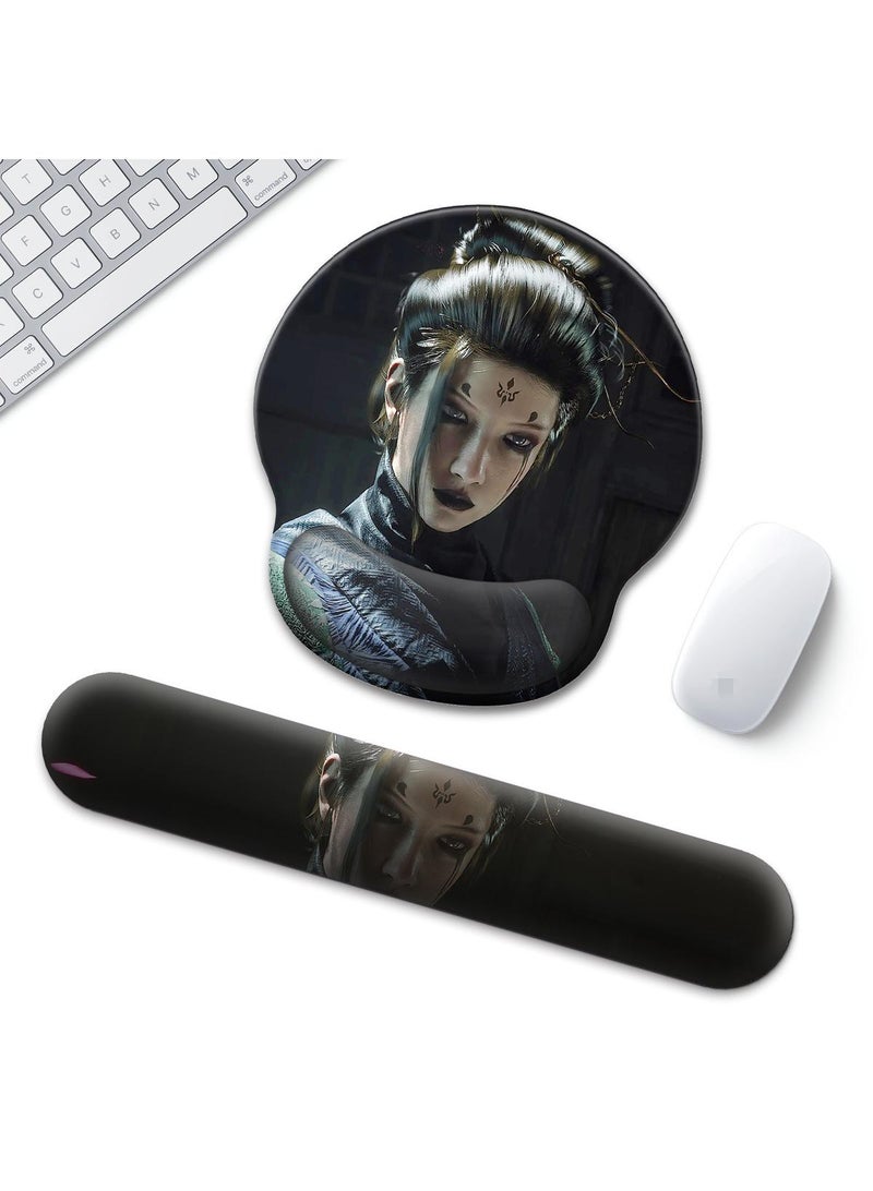 Black Myth Wukong Enlarged Superfine Fiber Soft Smooth Memory Foam Ergonomic Mouse Pad Keyboard Wrist Rest Comfortable for Desktop Laptop Mac or Gaming Stress Free Typing