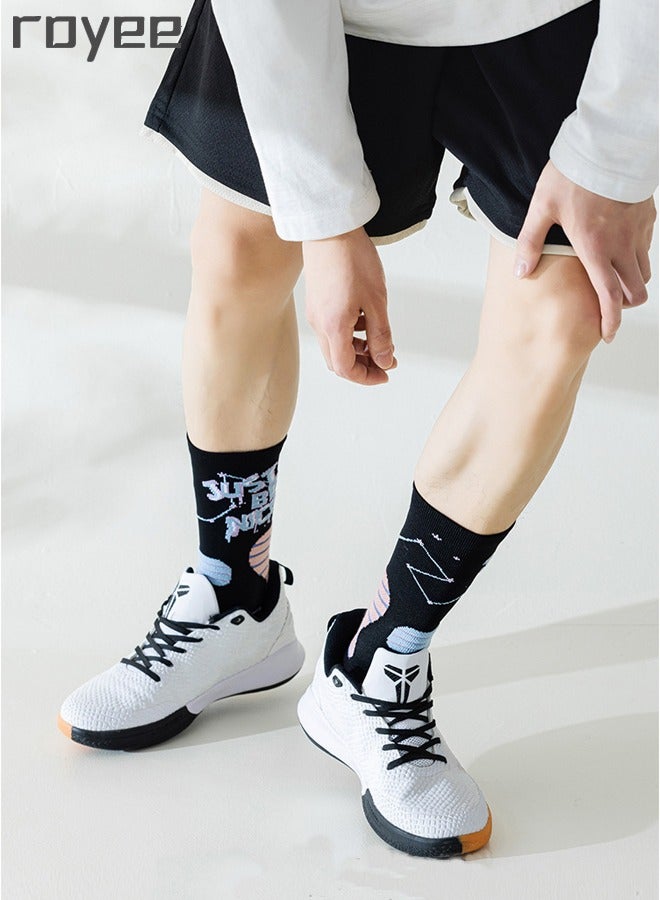 3 Pairs of Men's Basketball Cotton Socks, Dport Thickened Long Tube Socks, Comfortable and Breathable, Odor Proof, Anti Slip, Antibacterial, and Sweat Absorbing