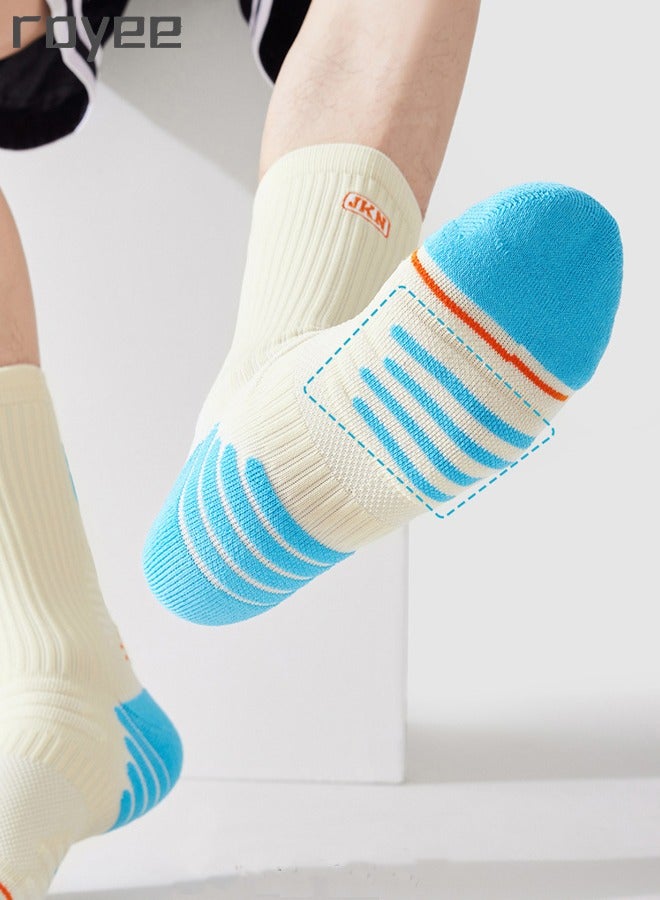 3 Pairs of Men's Basketball Cotton Socks,  Thickened Long Tube Socks, Comfortable and Breathable, Odor Proof, Anti Slip, Antibacterial, and Sweat Absorbing