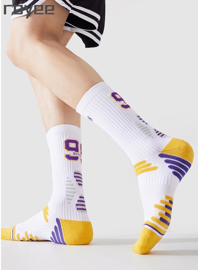 3 Pairs of Men's Basketball Cotton Socks,  Thickened Long Tube Socks, Comfortable and Breathable, Odor Proof, Anti Slip, Antibacterial, and Sweat Absorbing