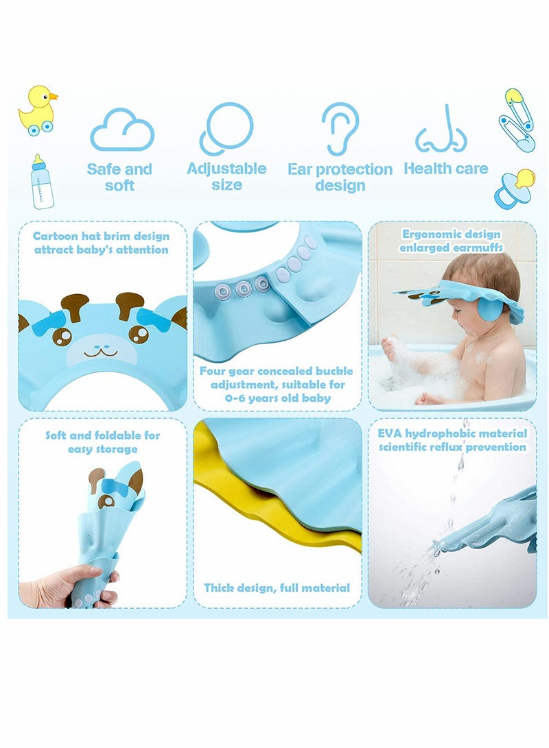 Baby Shower Cap, Adjustable Baby Bath Visor, Infant Bathing Protection Cap, Safe Shampoo Shower Hat with Ear Protection, Baby Hair Washing Aids, for Baby Toddler Children Kids, 3 Pieces