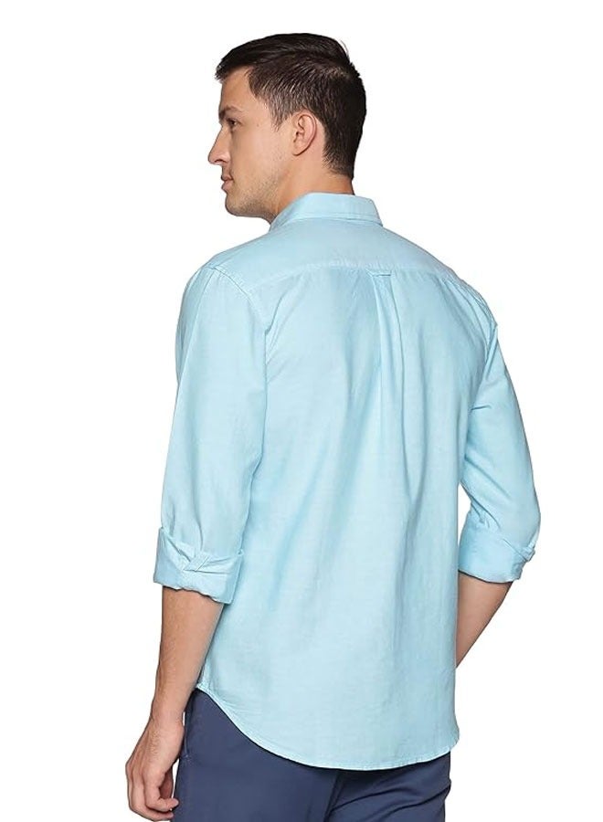 Men's Button Down Slim Fit, Casual Style semi Shirt Dressing | Long Sleeve | Smart Fit Cuff - Sea Green