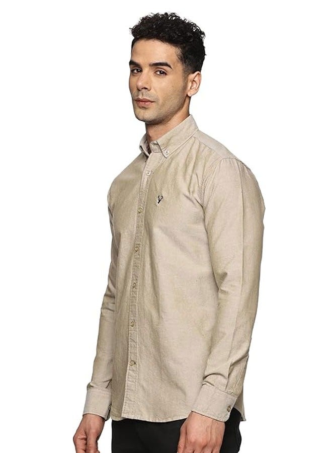 Men's Button Down Slim Fit, Casual Style semi Shirt Dressing | Long Sleeve | Smart Fit Cuff - Khaki