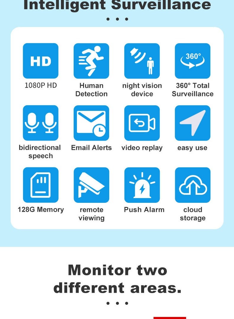 Wireless WiFi camera indoor and outdoor high-definition 1080P night vision device mobile phone remote binocular monitoring camera