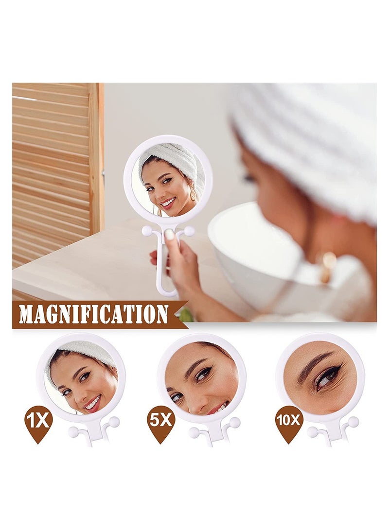 2 Pcs Portable Double Sided Makeup Mirror 1X 5X Magnification Adjustable Stand Handheld Compact Cosmetic Reflector