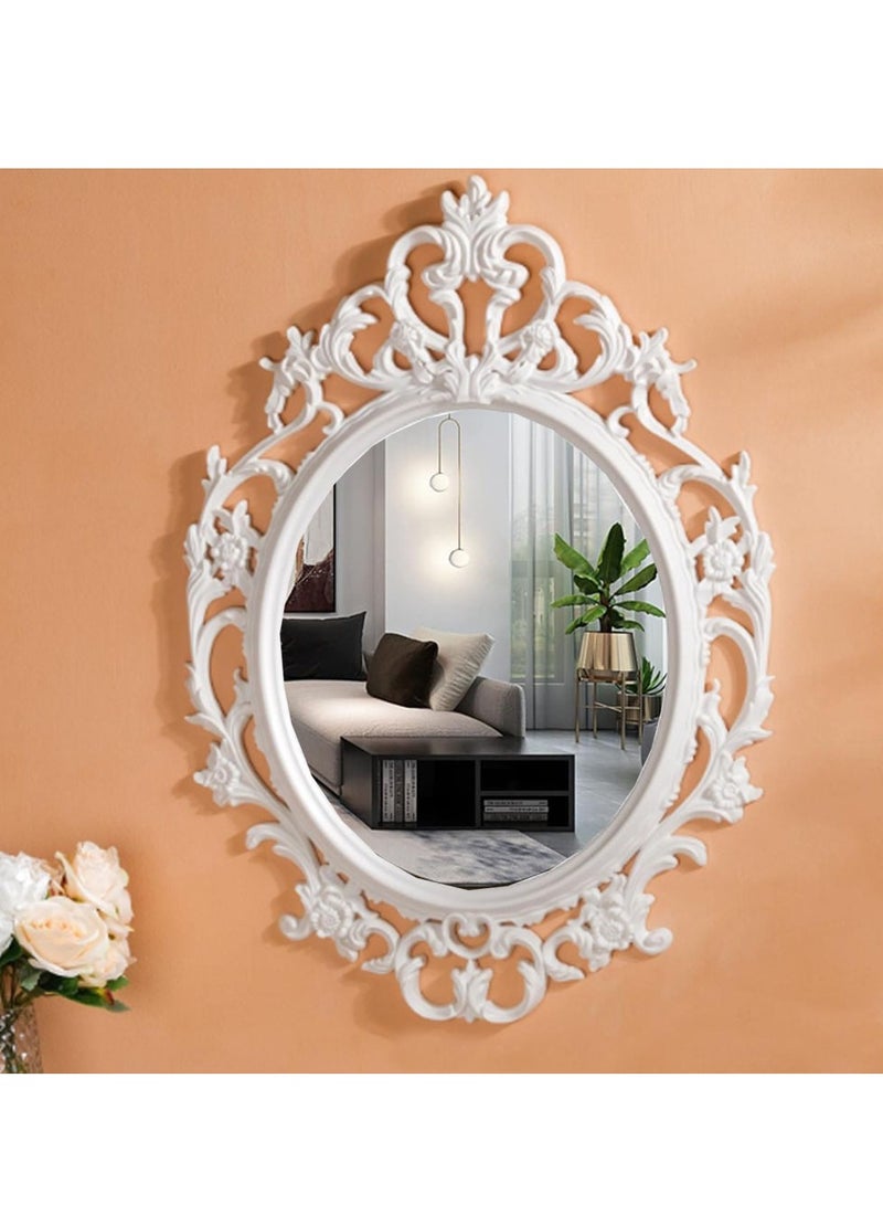 FFD Elegant European Oval Wall Mirror - Vintage Gold Framed Decorative Mirror for Living Room, Bedroom, and Entryway