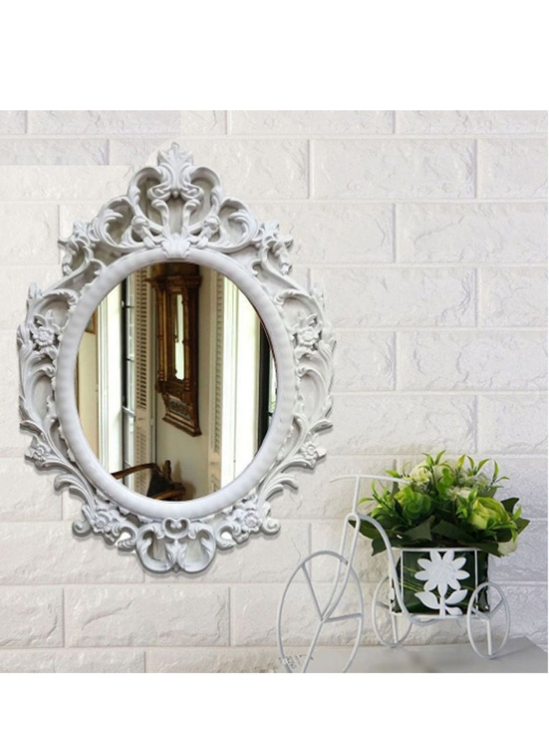 FFD Elegant European Oval Wall Mirror - Vintage Gold Framed Decorative Mirror for Living Room, Bedroom, and Entryway