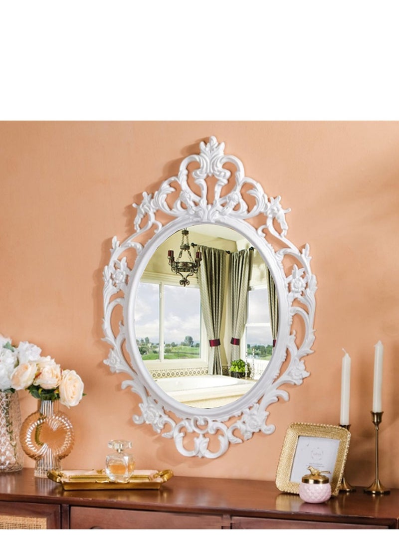 FFD Elegant European Oval Wall Mirror - Vintage Gold Framed Decorative Mirror for Living Room, Bedroom, and Entryway