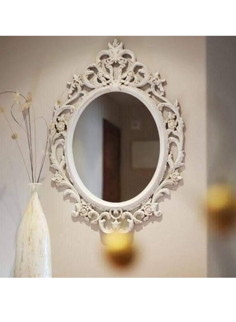 FFD Elegant European Oval Wall Mirror - Vintage Gold Framed Decorative Mirror for Living Room, Bedroom, and Entryway