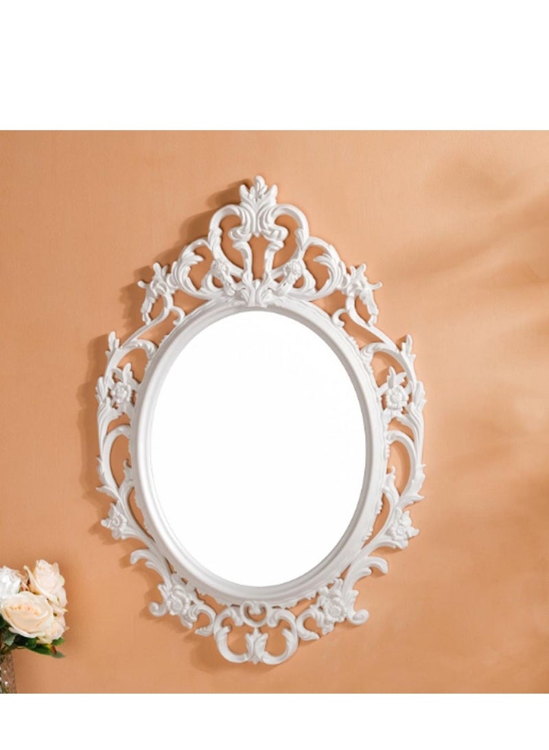 FFD Elegant European Oval Wall Mirror - Vintage Gold Framed Decorative Mirror for Living Room, Bedroom, and Entryway