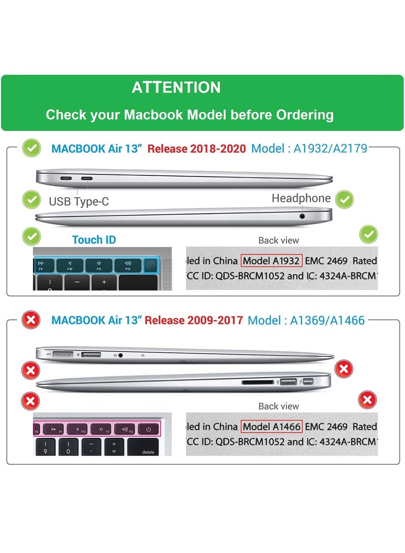 Hard Shell Case Protective Snap On Cover Compatible with MacBook Air New 13 Inch A2337 (M1) A2179 A1932 (released 2018 2019 2020 2021 2022) Retina Display Touch ID (Cystal Clear)