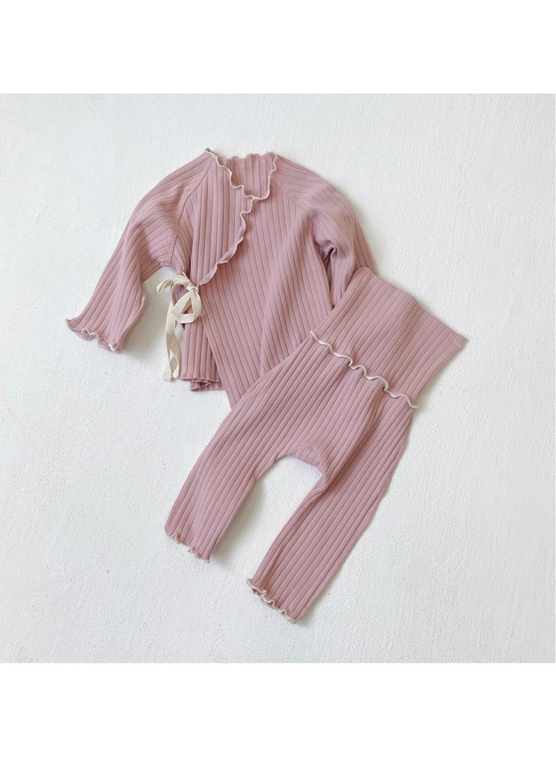 Baby Soft Breathable Cotton Long-Sleeved Two-Piece Suit