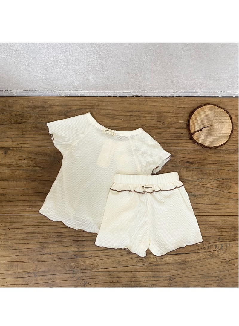 Soft And Breathable Cotton Short-Sleeved Shorts For Baby Girls