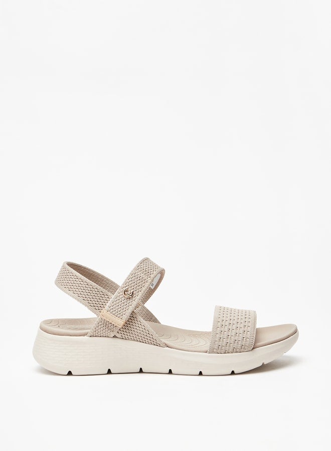 Women's Textured Flyknit Sandals with Hook and Loop Closure