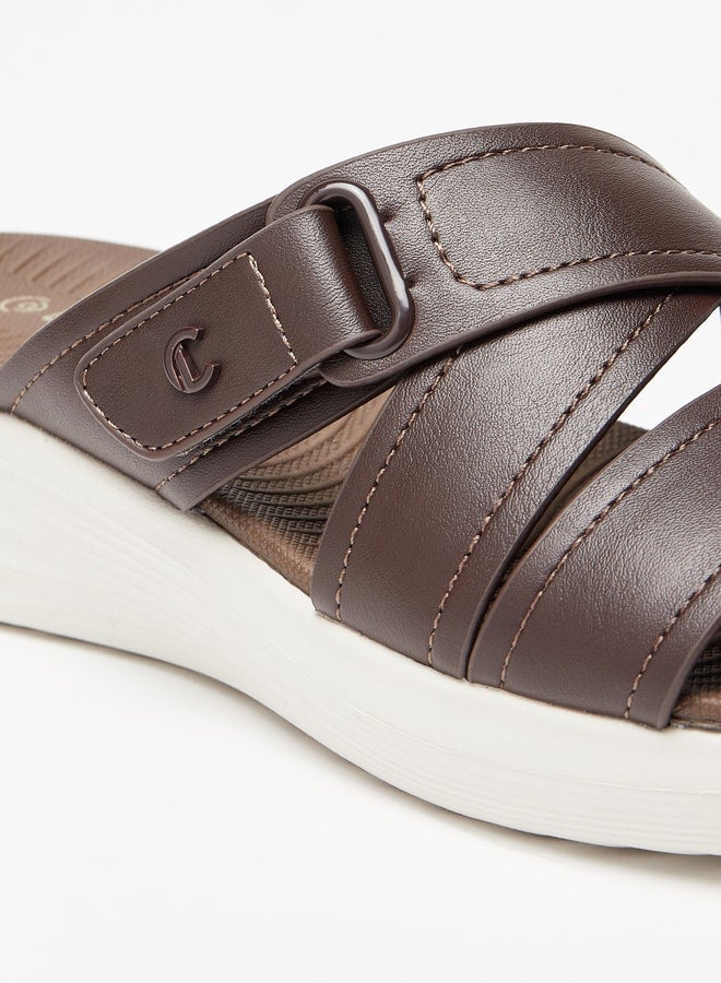 Women's Logo Detail Slip-On Cross Strap Sandals